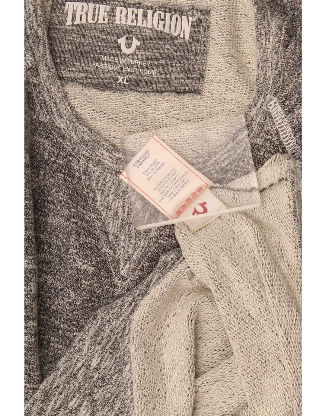 Мужской свитшот True Religion, джемпер XL, серый хлопок с крапинками