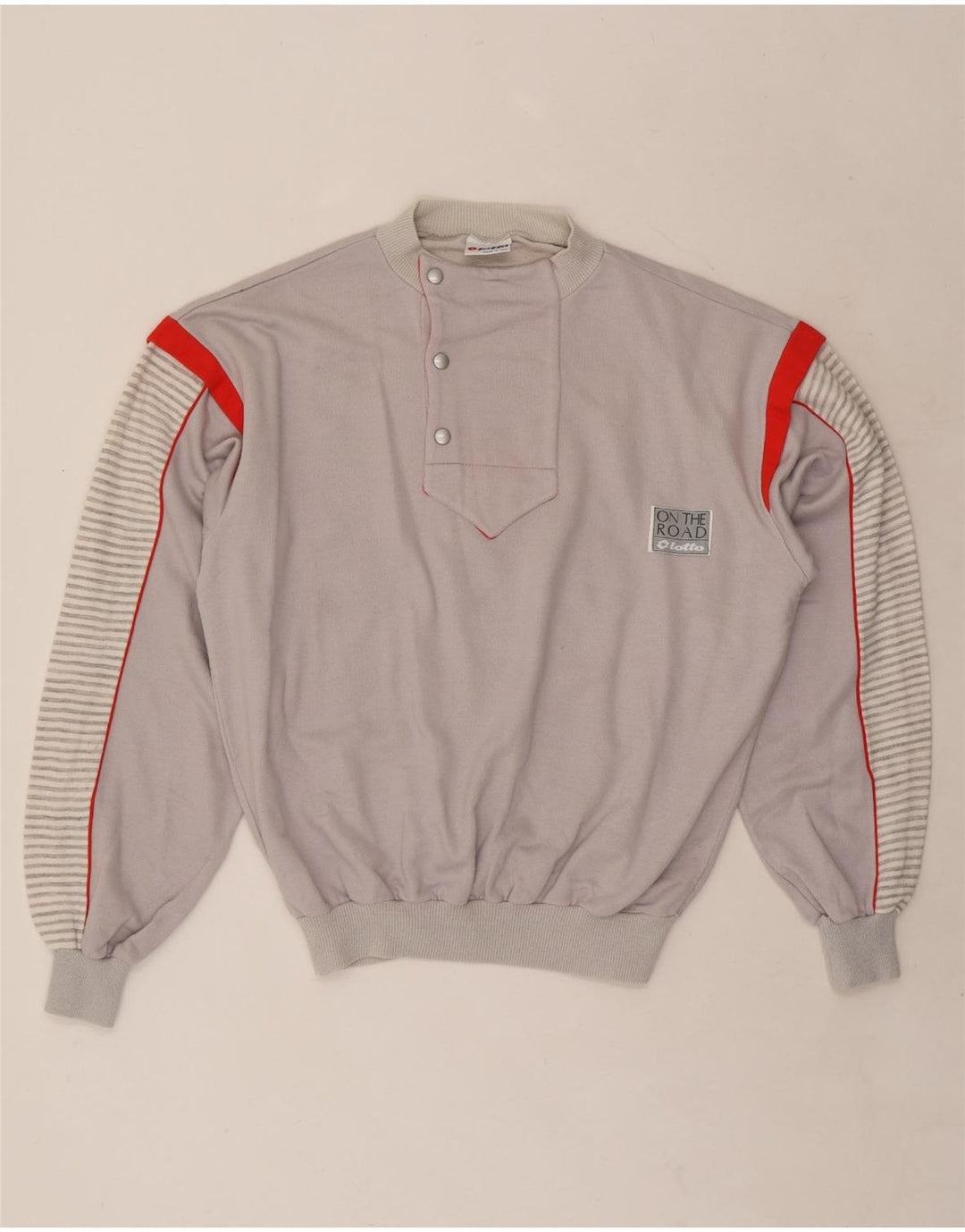 LOTTO Женский свитер с воротником на пуговицах, джемпер UK 14, средний серый в тонкую полоску