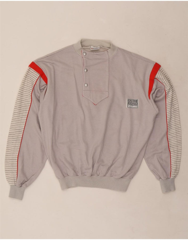 LOTTO Женский свитер с воротником на пуговицах, джемпер UK 14, средний серый в тонкую полоску