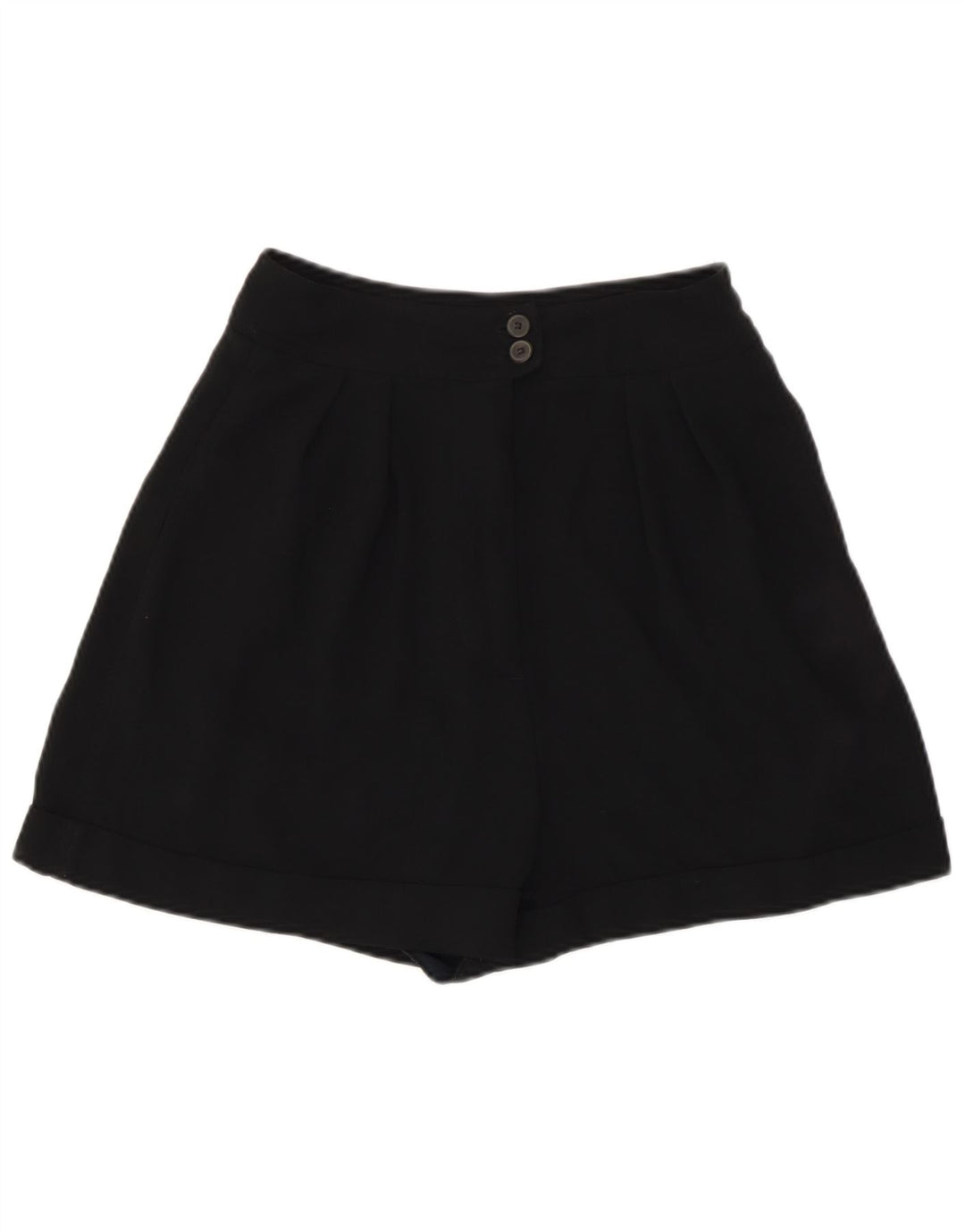 Zara Женские повседневные шорты с высокой талией и пряжкой, маленькие W26, черный полиэстер