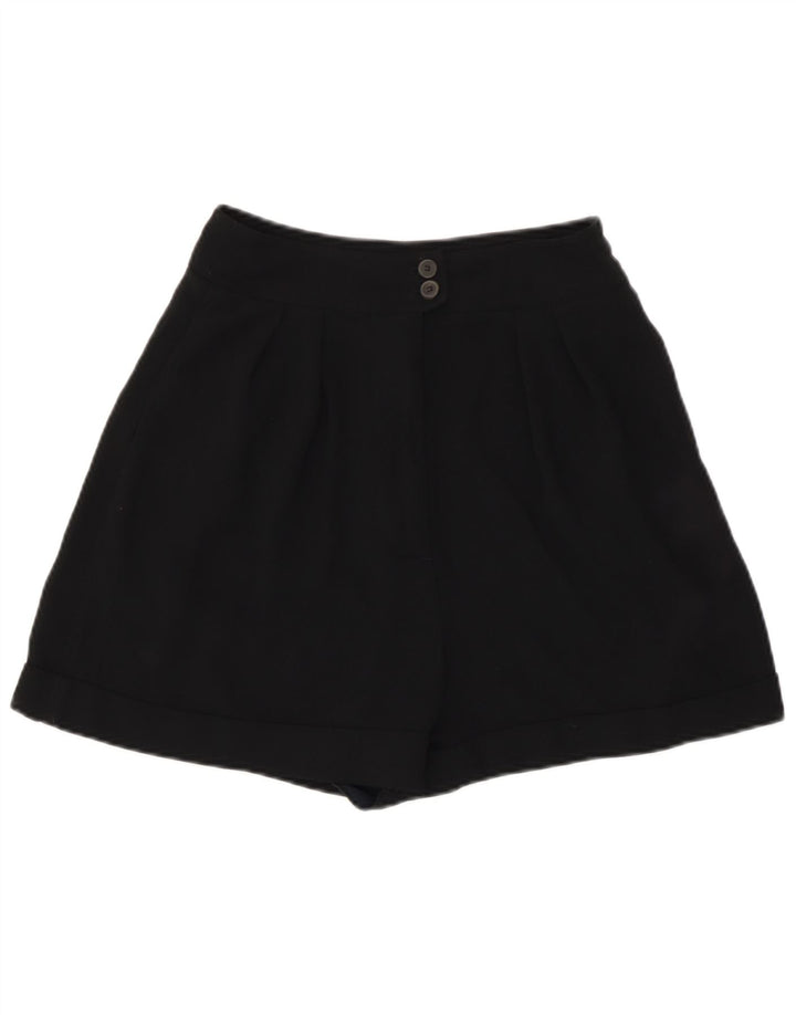 Zara Женские повседневные шорты с высокой талией и пряжкой, маленькие W26, черный полиэстер