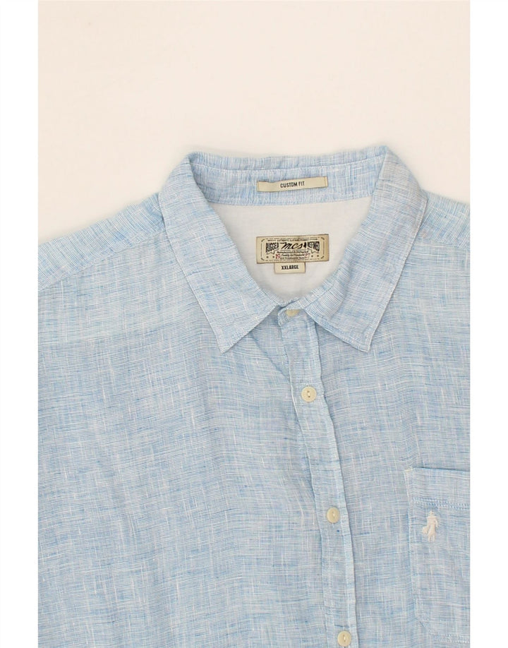 Мужская рубашка MARLBORO CLASSICS на заказ 2XL, синяя льняная