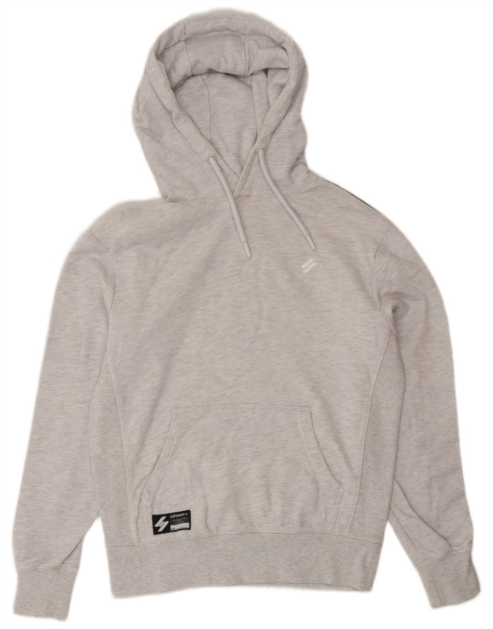 Мужской джемпер с капюшоном Superdry, маленький серый, хлопковый