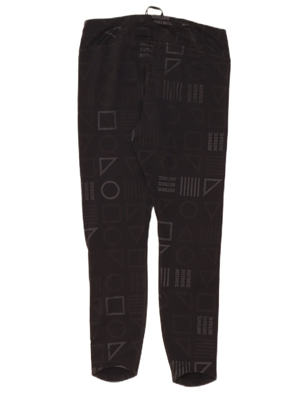 Женские леггинсы с рисунком Nike Dri Fit UK 14, средние, черные с геометрическим рисунком