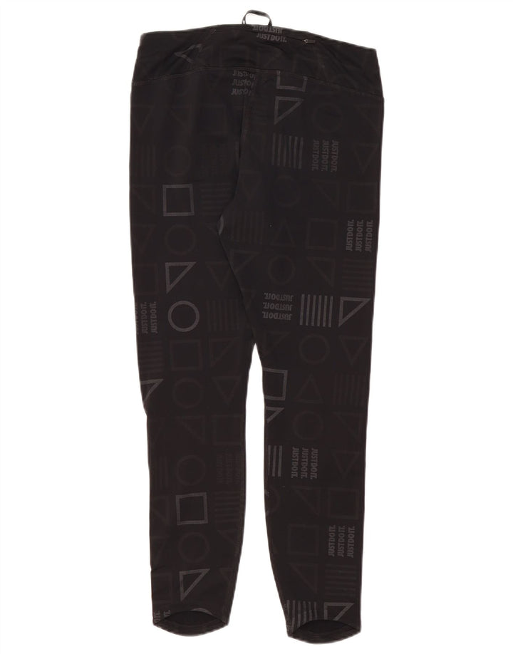 Женские леггинсы с рисунком Nike Dri Fit UK 14, средние, черные с геометрическим рисунком