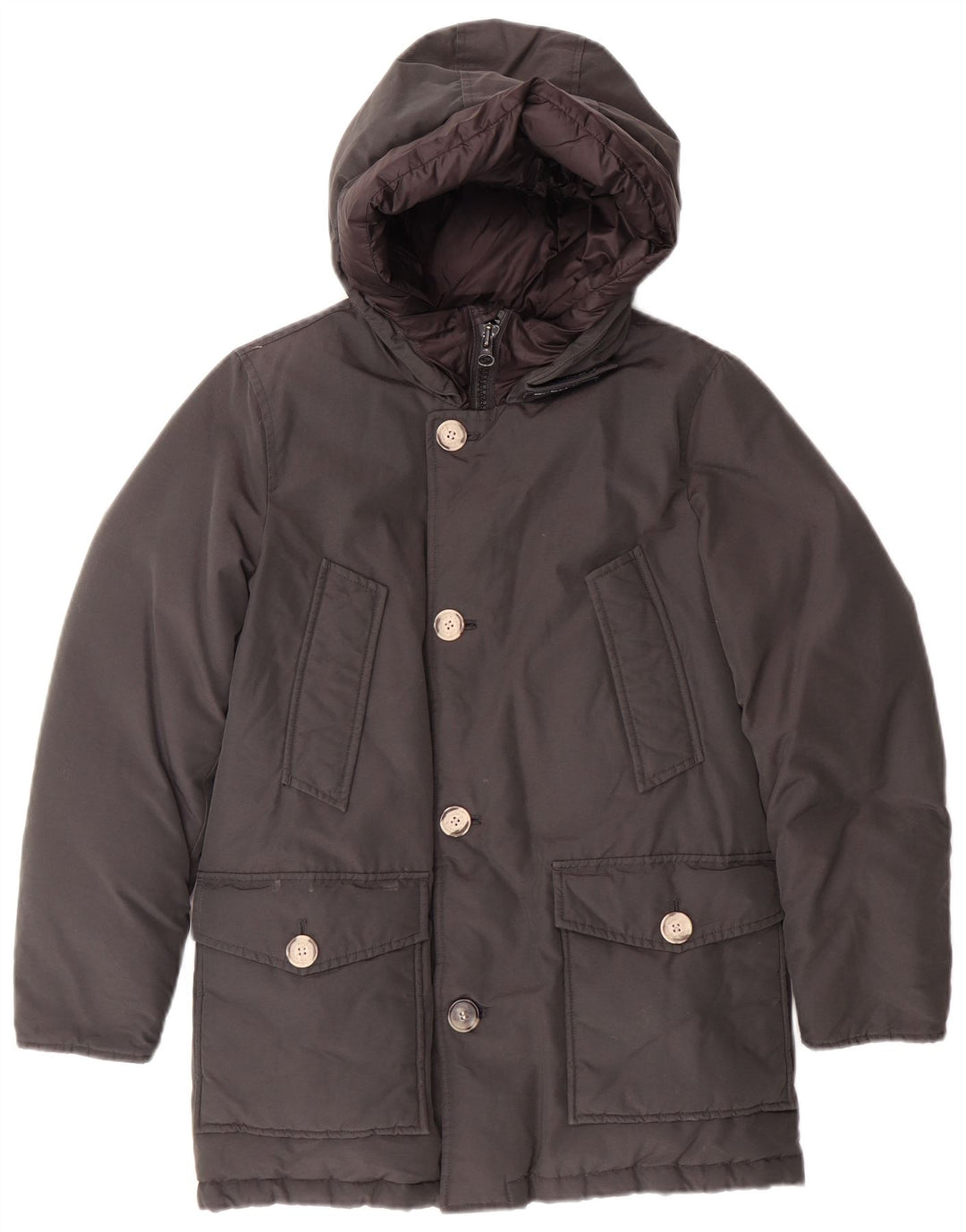 WOOLRICH Стеганое пальто с капюшоном для мальчиков 9-10 лет, черный хлопок