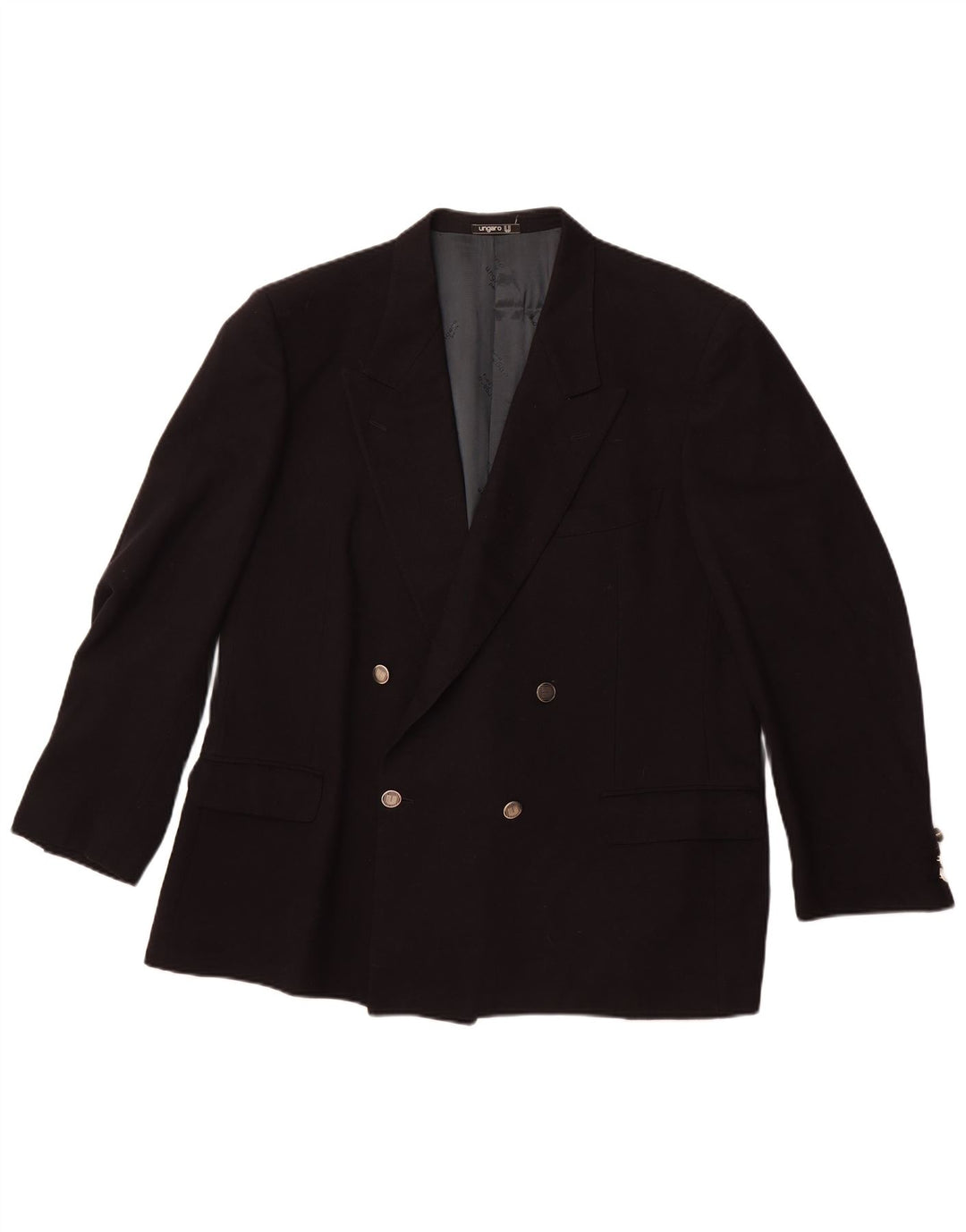 Мужской двубортный пиджак UNGARO UK 40, большой темно-синий