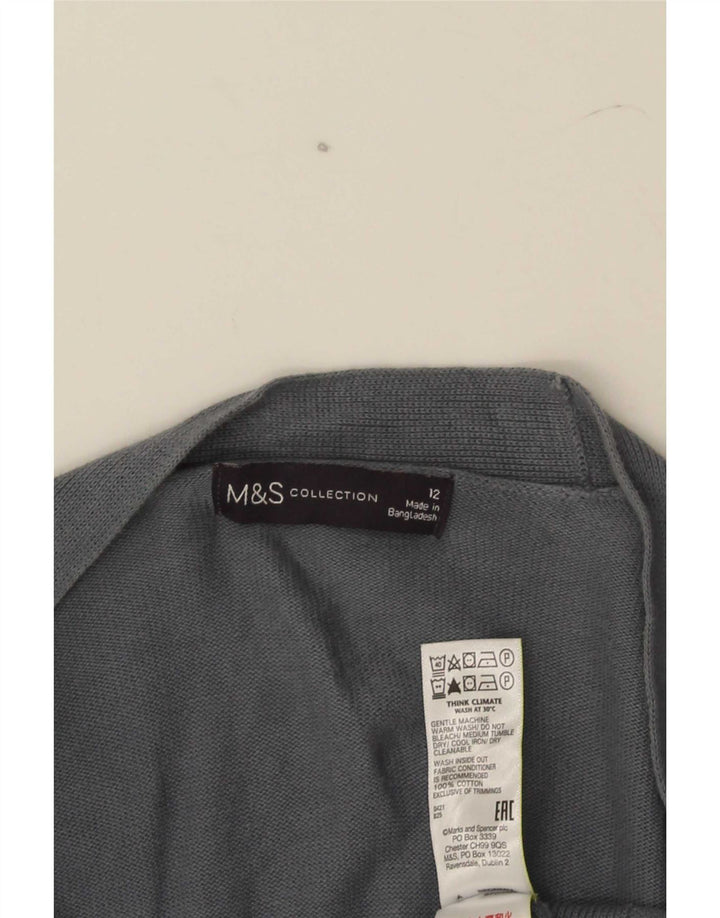 Женский открытый кардиган Marks & Spencer UK 12, хлопковый средний серый цвет