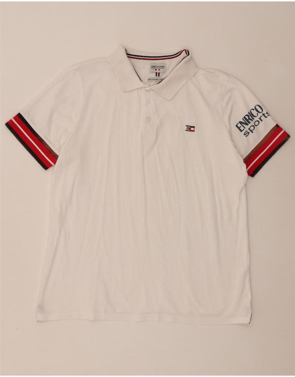 Мужская рубашка поло Enrico Coveri 2XL, белый цвет, хлопок