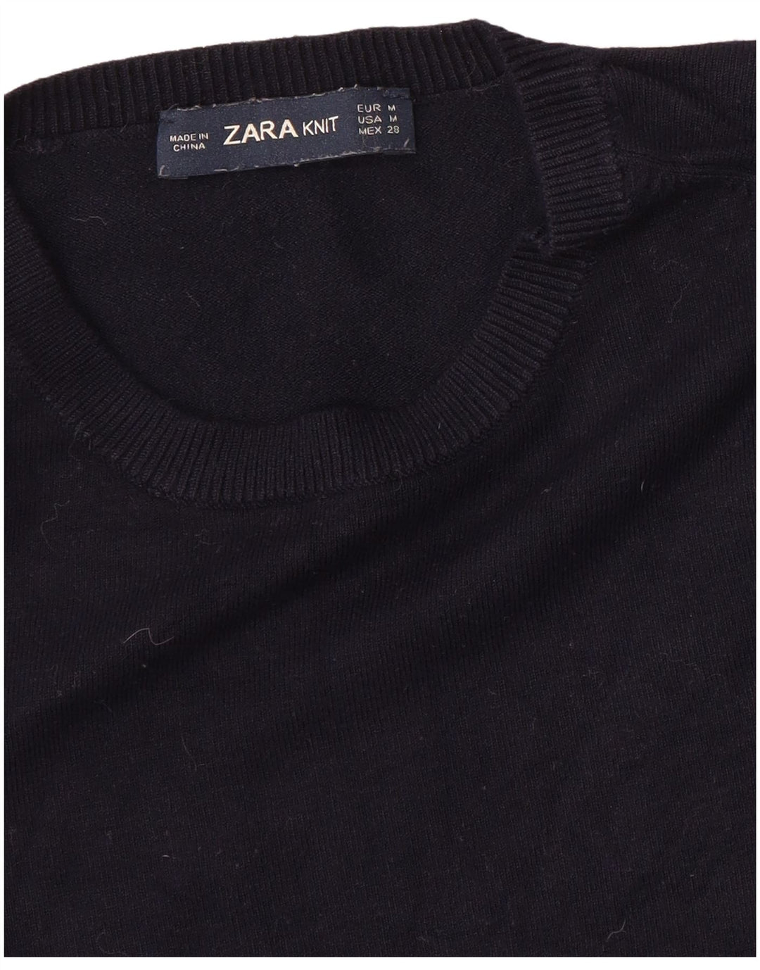 Женский джемпер с круглым вырезом ZARA UK 12, средний темно-синий