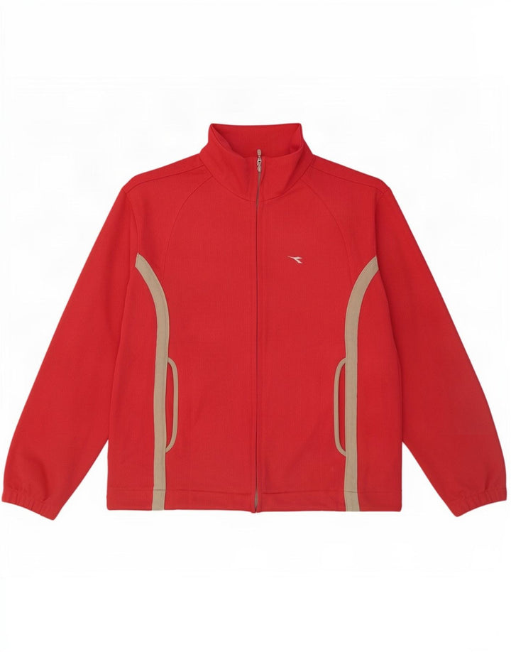 Женский спортивный костюм Diadora, верхняя куртка UK 12, средний красный полиэстер с цветными блоками