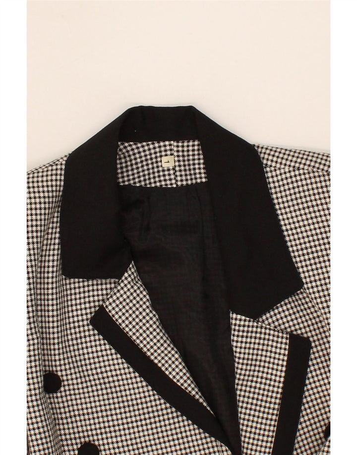 VINTAGE Womens 3/4 Sleeve Blazer Jacket UK 10 Small Black Houndstooth Vintage Vintage and Second-Hand Vintage from Messina Hembry 