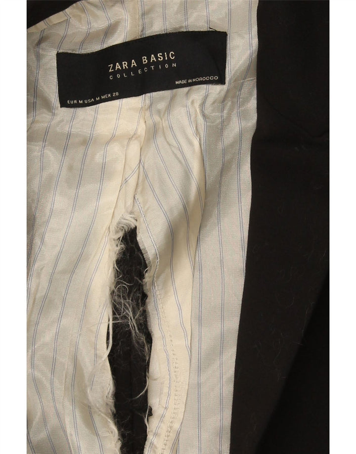 Женский пиджак ZARA на 1 пуговице, Великобритания 12, средний черный, хлопковый