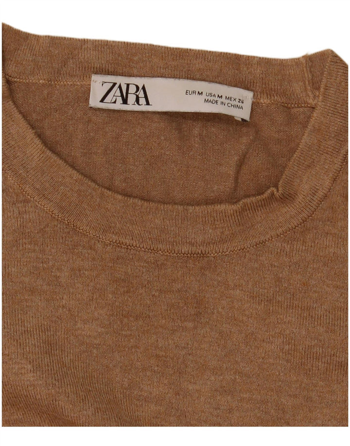 Женский джемпер с круглым вырезом Zara UK 12, средний бежевый