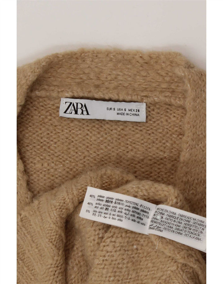 Женский укороченный кардиган Zara UK 10, маленький бежевый полиэстер
