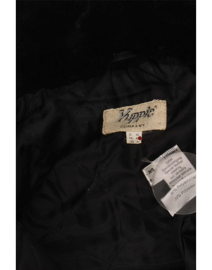 Женский замшевый дафлкот Yuppie Oversized UK 16, большой черный с геометрическим узором