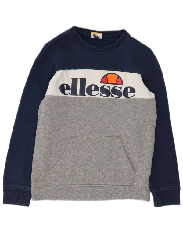 Свитшот Ellesse с рисунком для мальчиков, 12–13 лет, синий, хлопок с цветными блоками