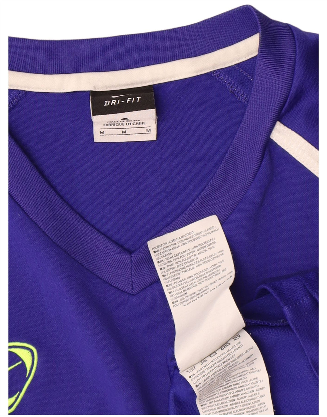 Мужская футболка Nike Dri Fit, верх среднего синего цвета, полиэстер с цветными блоками
