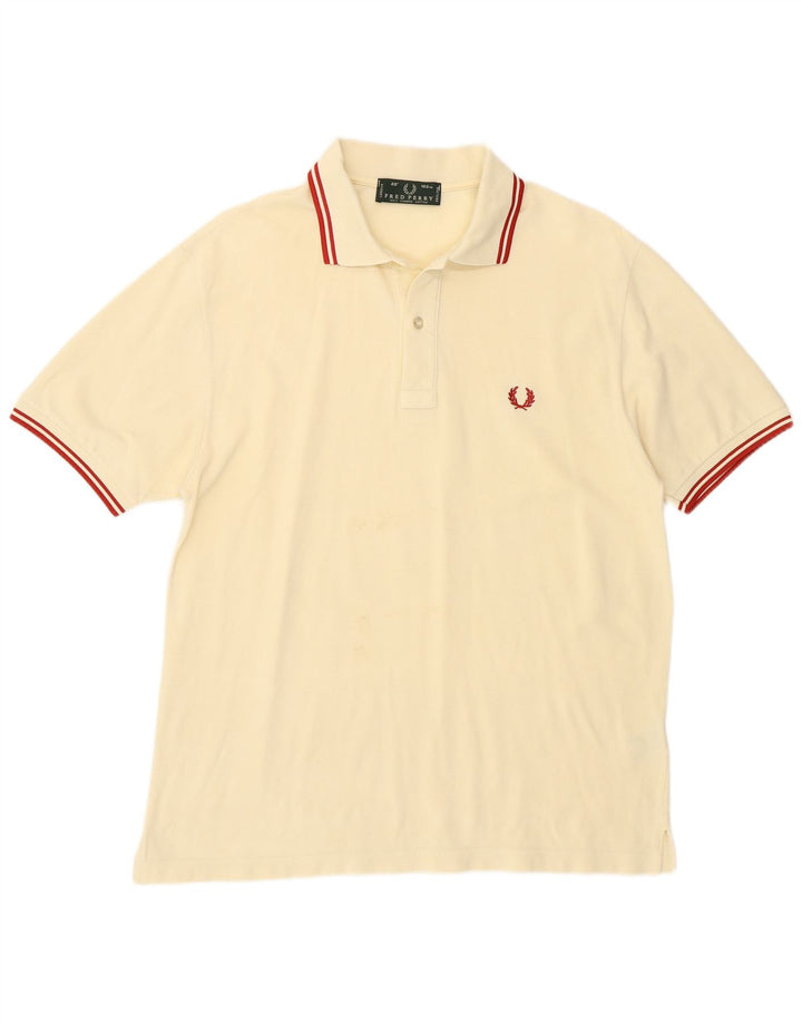 Мужская рубашка-поло Fred Perry маленького размера из хлопка белого цвета
