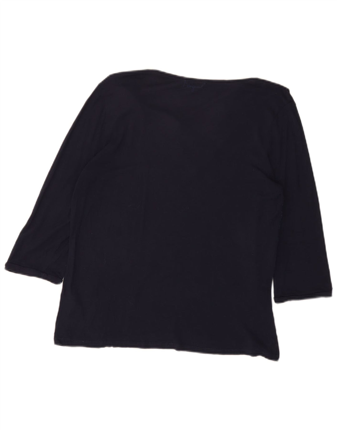 Женский топ DESIGUAL с рисунком, рукавом 3/4, UK 20, 2XL, темно-синий, вискоза с цветочным принтом