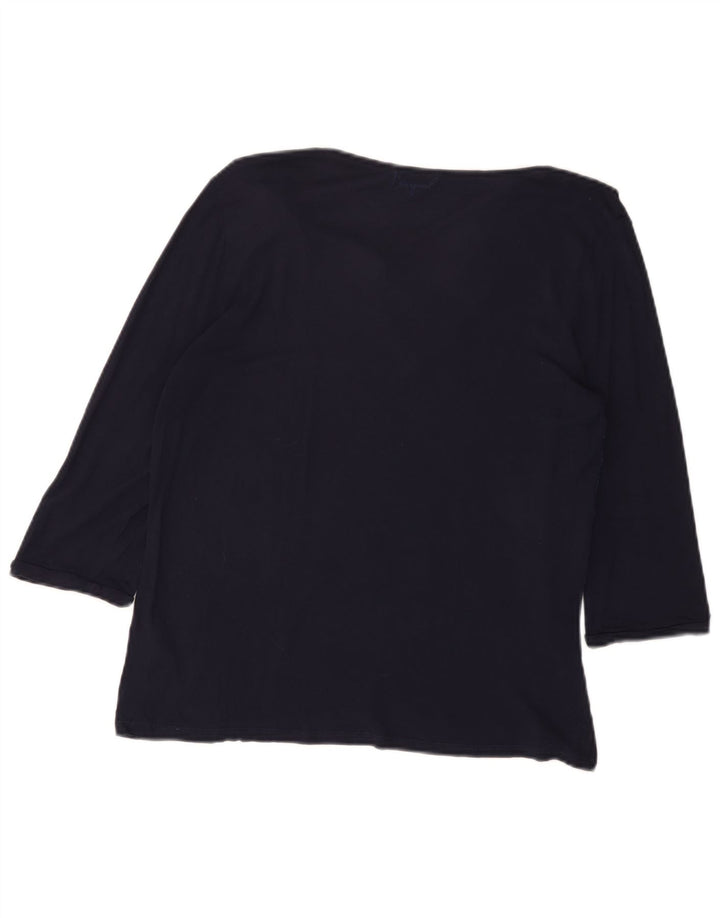 Женский топ DESIGUAL с рисунком, рукавом 3/4, UK 20, 2XL, темно-синий, вискоза с цветочным принтом