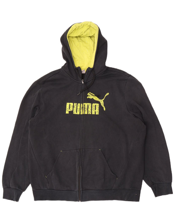 Мужской свитер с капюшоном на молнии с графическим рисунком Puma 2XL, черный хлопок