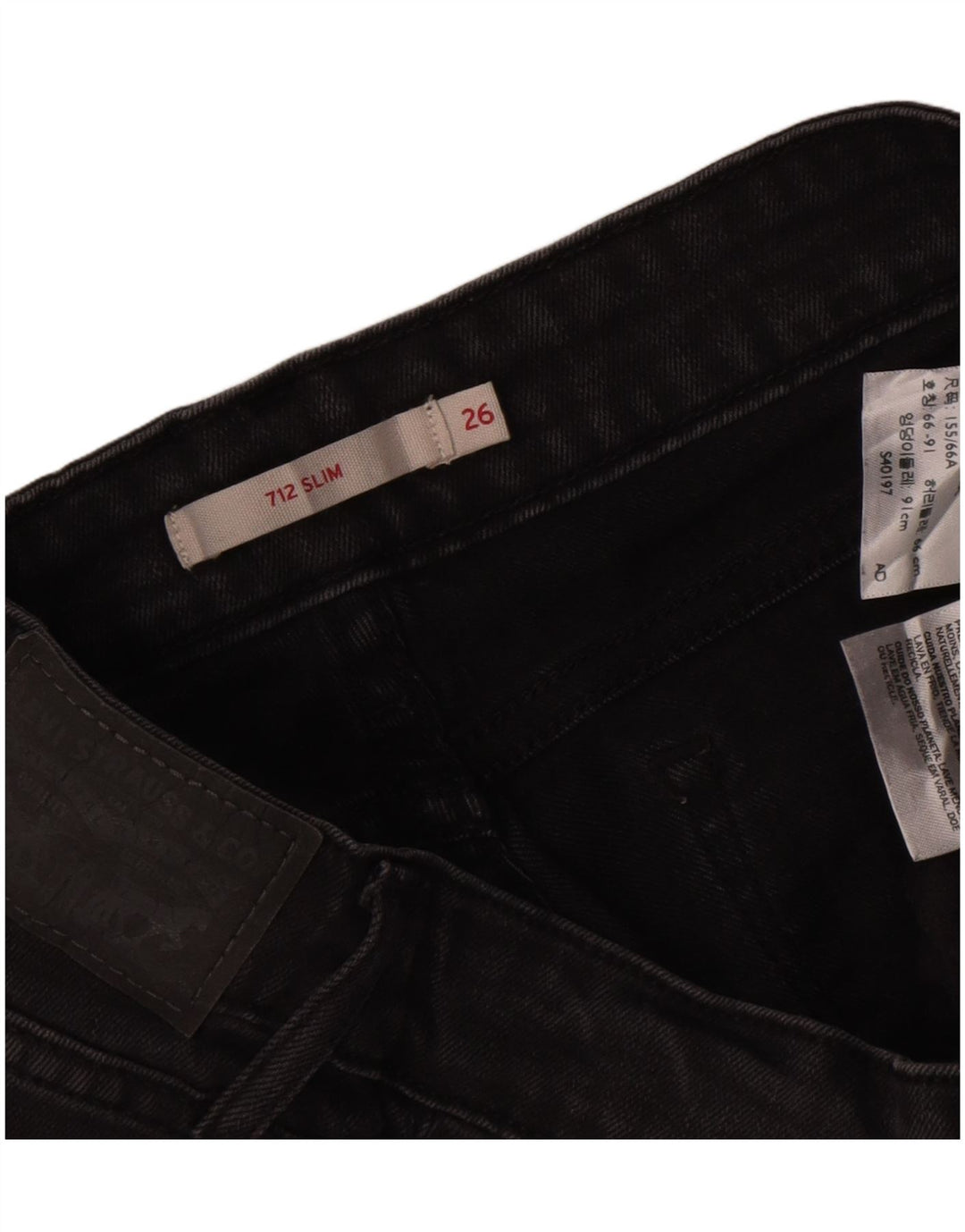 Женские узкие джинсы Levi's 712 W26 L29, черный хлопок
