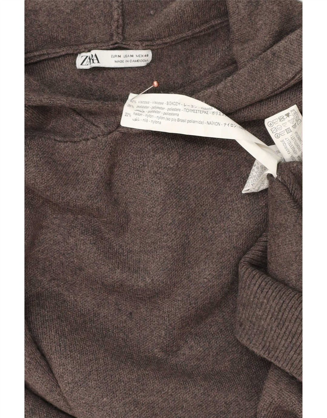 Мужской джемпер с капюшоном Zara, средний серый вискоза