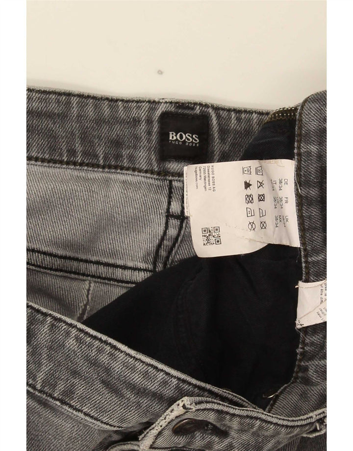 Мужские узкие джинсы Hugo Boss W38 L34 Серый хлопок