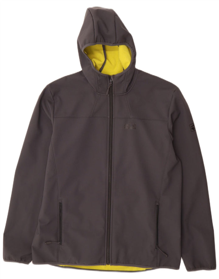 Мужская ветровка с капюшоном Jack Wolfskin UK 48 2XL, серый полиэстер