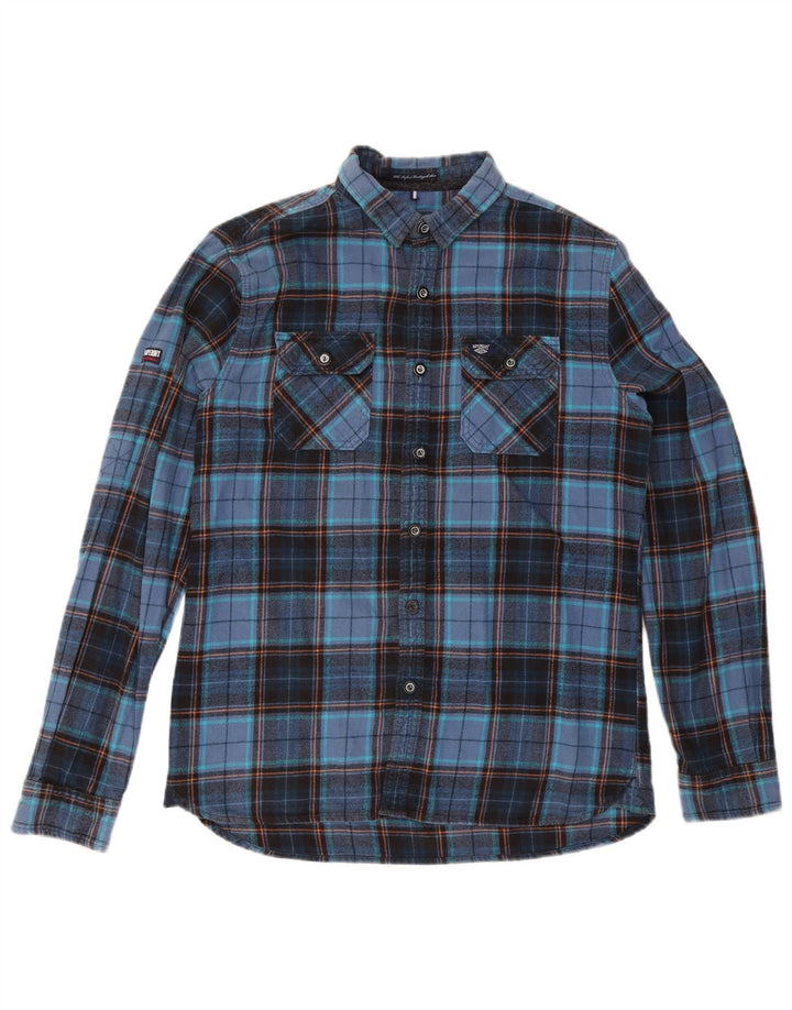 Мужская фланелевая рубашка Superdry XL, темно-синяя клетка, хлопок