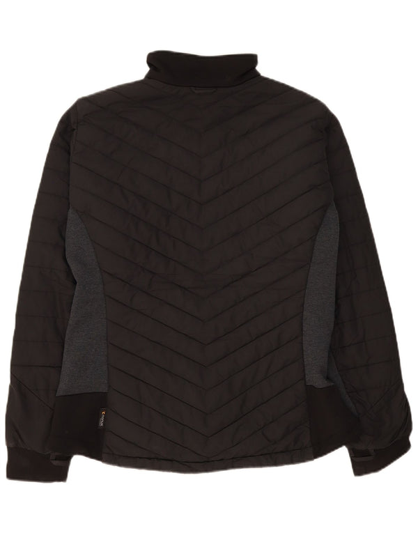 Женская стеганая куртка Jack Wolfskin UK 16, большой черный полиэстер с цветными блоками