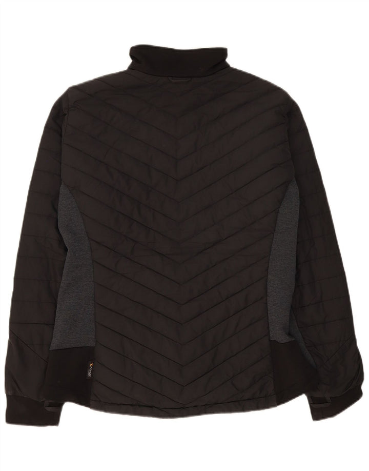 Женская стеганая куртка Jack Wolfskin UK 16, большой черный полиэстер с цветными блоками