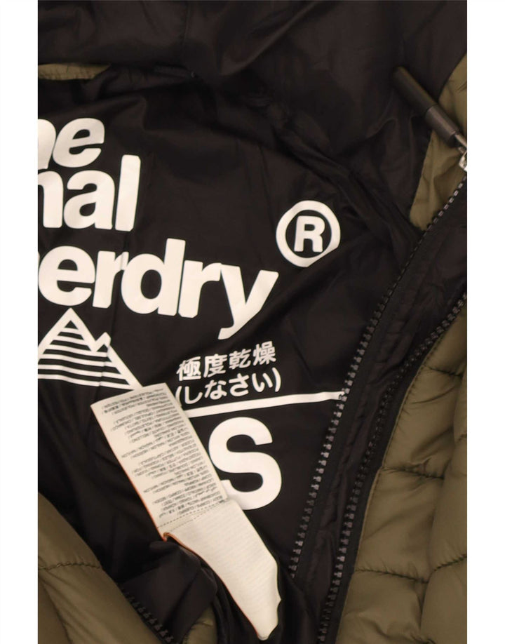 Женская утепленная куртка с капюшоном Superdry UK 10, маленький нейлон цвета хаки