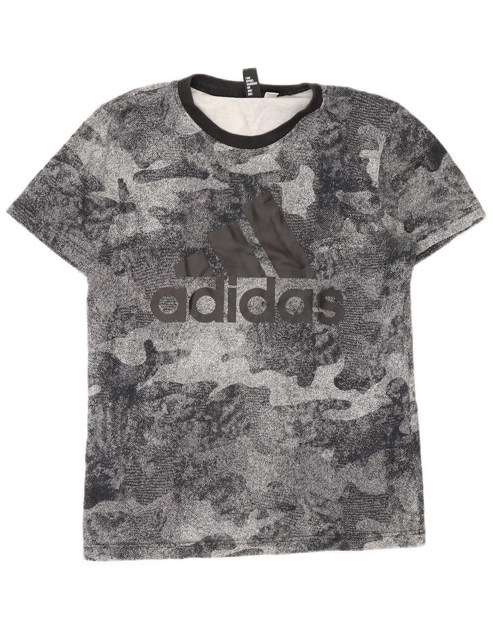 Мужская футболка Adidas с рисунком, средний серый камуфляж