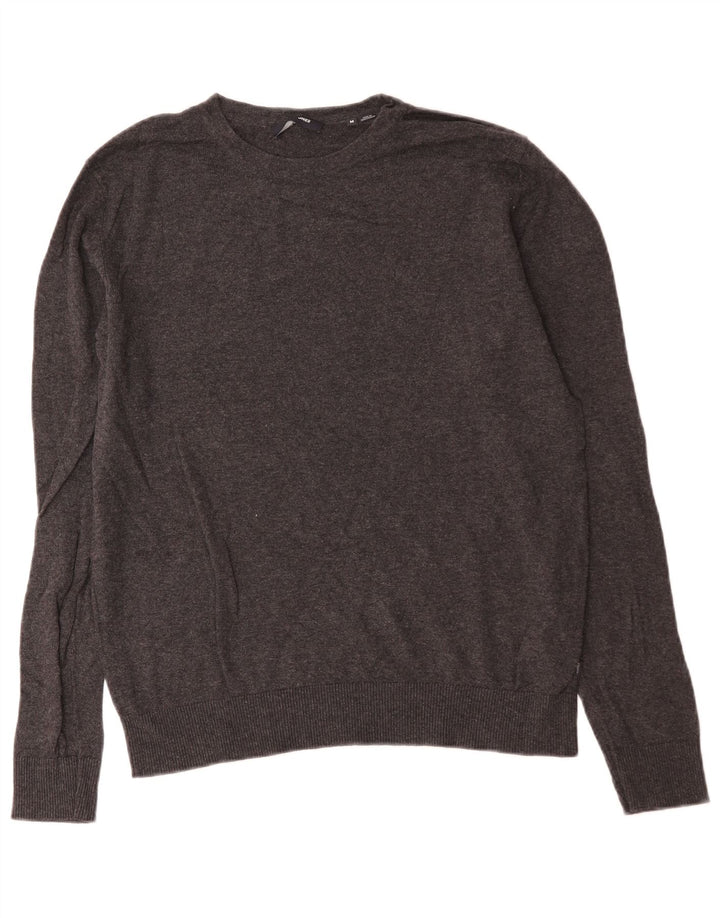 Мужской джемпер с круглым вырезом Jack & Jones, хлопковый свитер среднего серого цвета