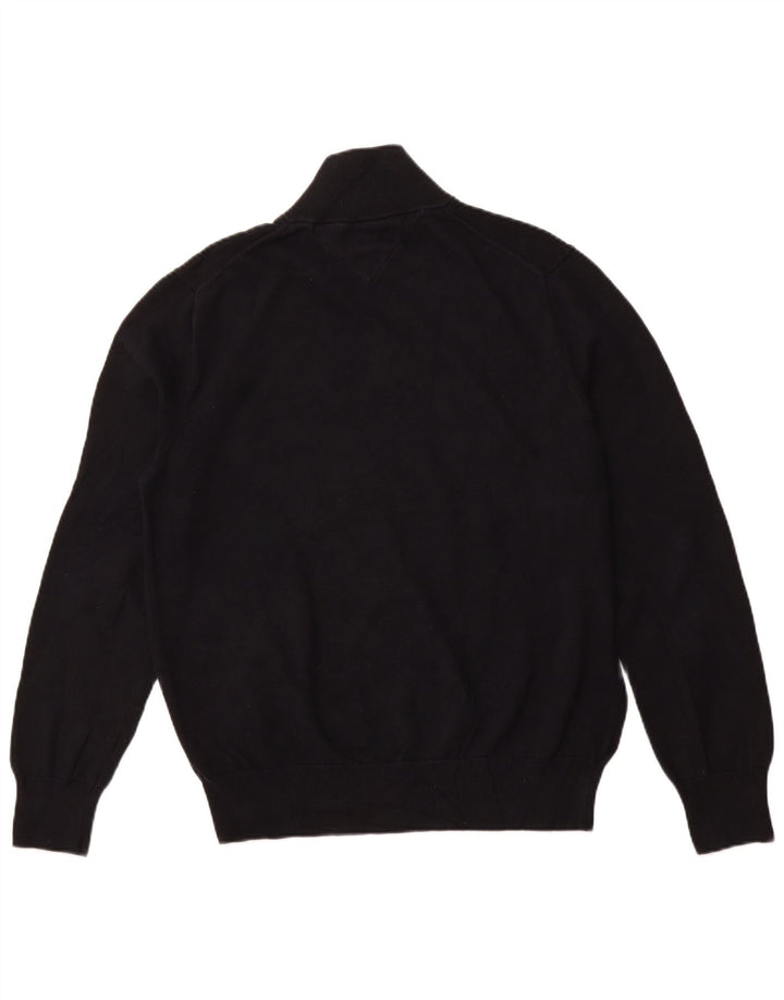 TOMMY HILFIGER Мужской джемпер с воротником на молнии, большой черный хлопковый свитер