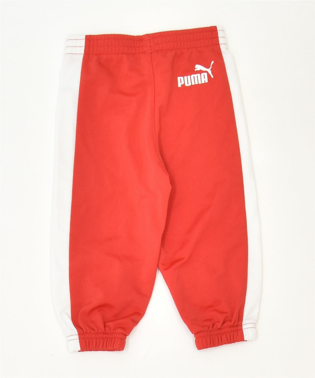 PUMA Boys Tracksuit Trousers 9-12 Months Red Colourblock Polyester Sports | Vintage | Thrift | Second-Hand | Used Clothing | Messina Hembry 