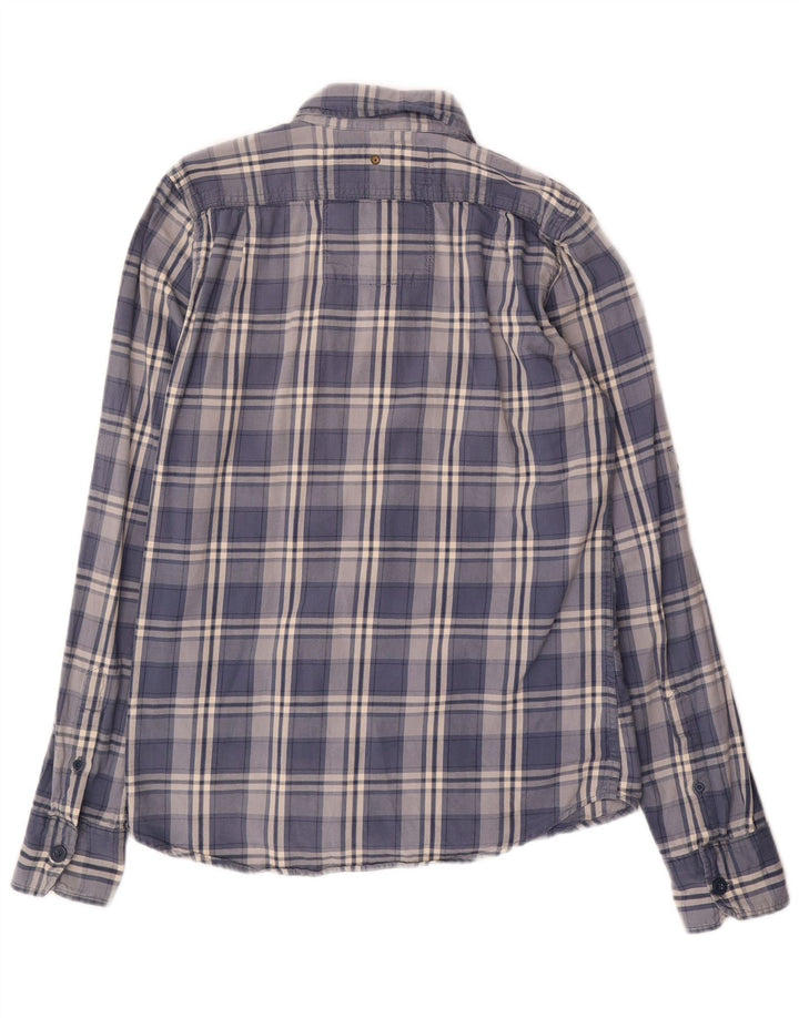 Мужская фланелевая рубашка Superdry, хлопковая синяя клетка среднего размера