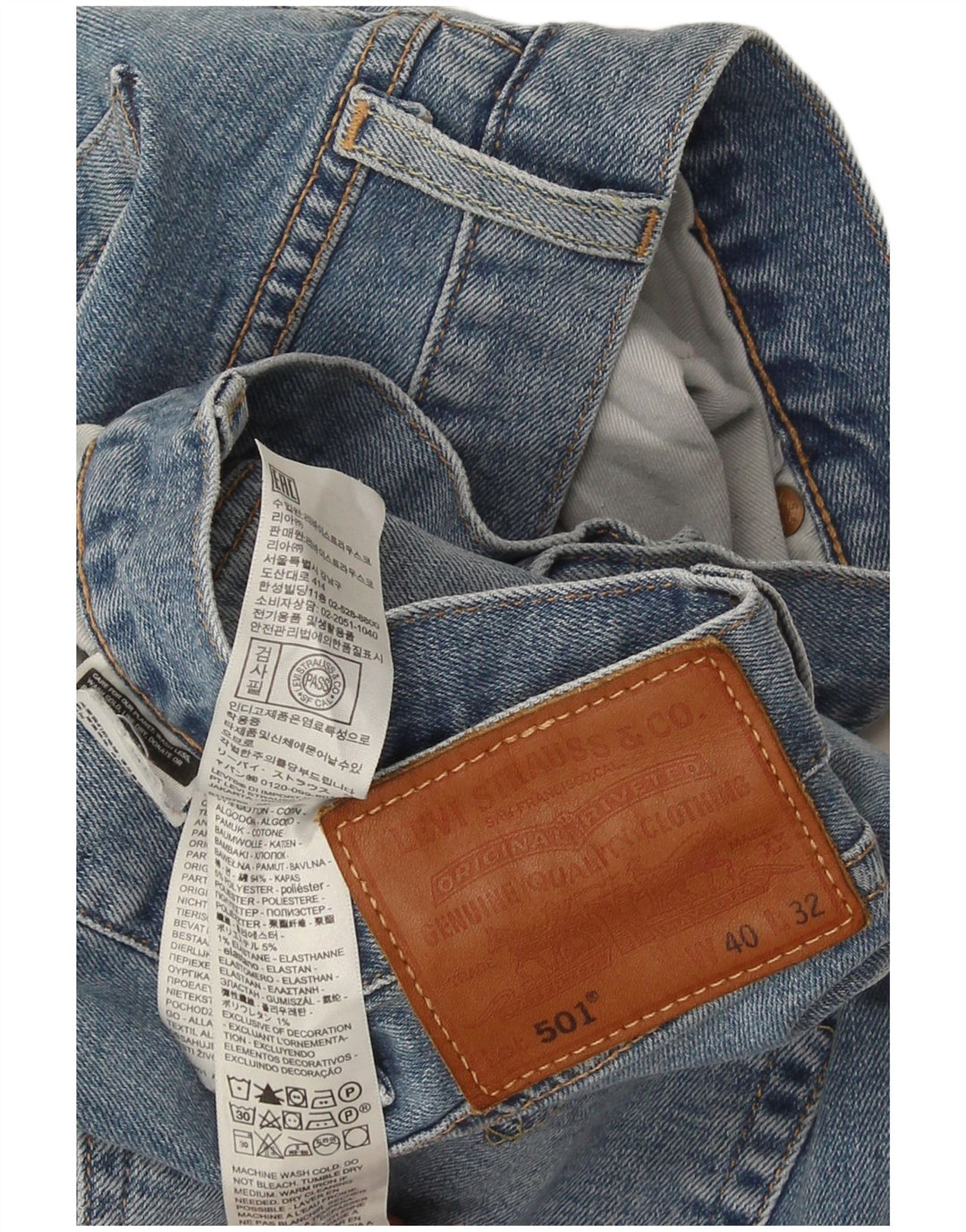 Мужские прямые джинсы Levi's 501 W40 L32 синие, хлопок