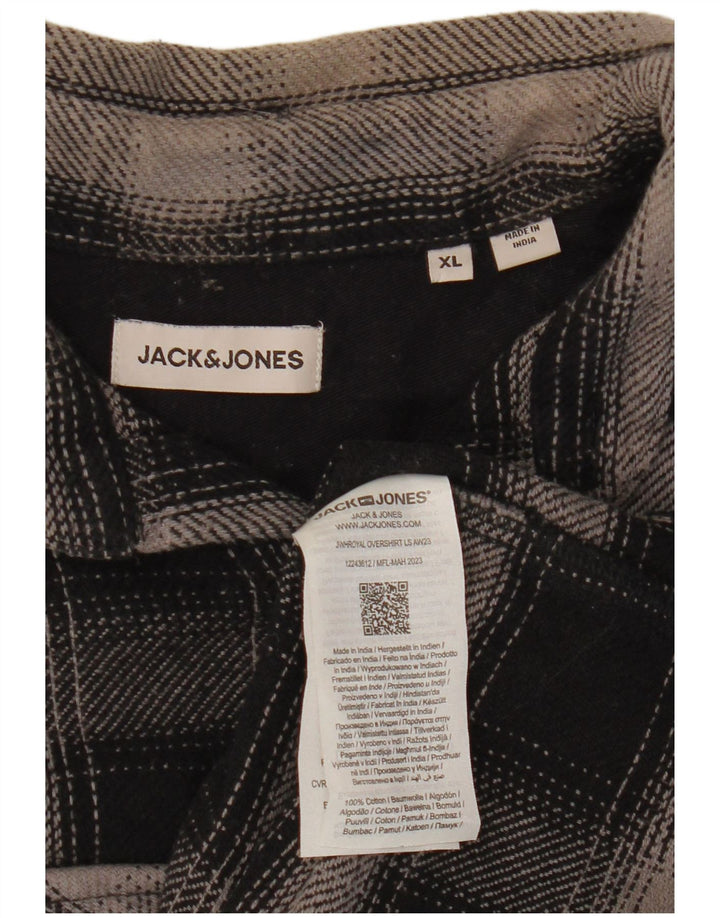 Мужская фланелевая рубашка JACK & JONES XL, черная клетка, хлопок