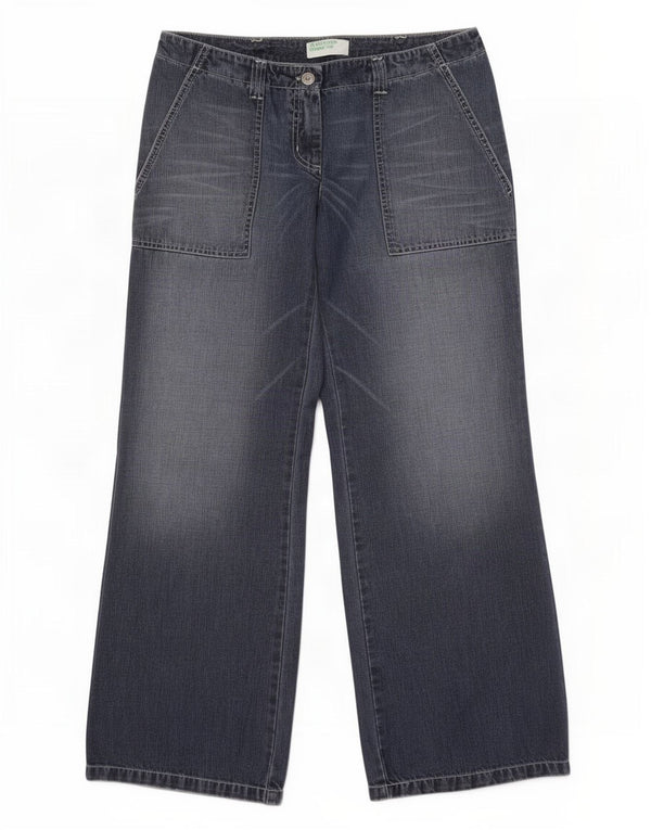Женские широкие джинсы Benetton IT 44 Medium W30 L34 Темно-синий хлопок