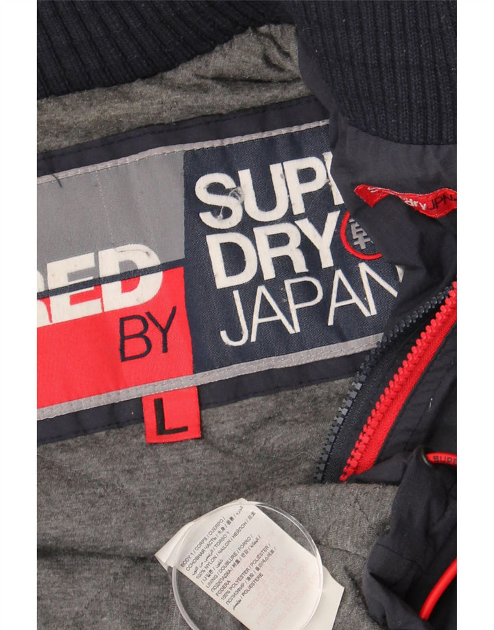 Женская ветровка с капюшоном Superdry UK 16, большой темно-синий нейлон