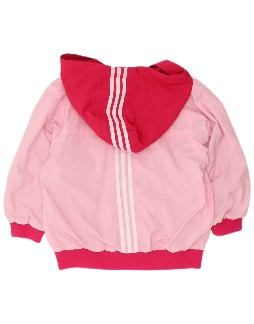 Дождевик с капюшоном Adidas для девочек 2–3 лет, розовый полиэстер с цветными блоками