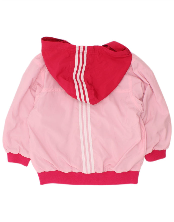 Дождевик с капюшоном Adidas для девочек 2–3 лет, розовый полиэстер с цветными блоками