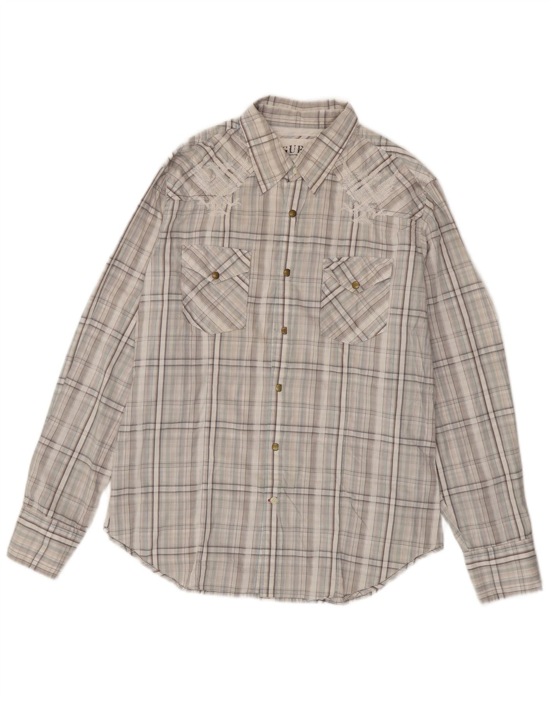 Мужская рубашка Guess в крупную серую клетку из хлопка