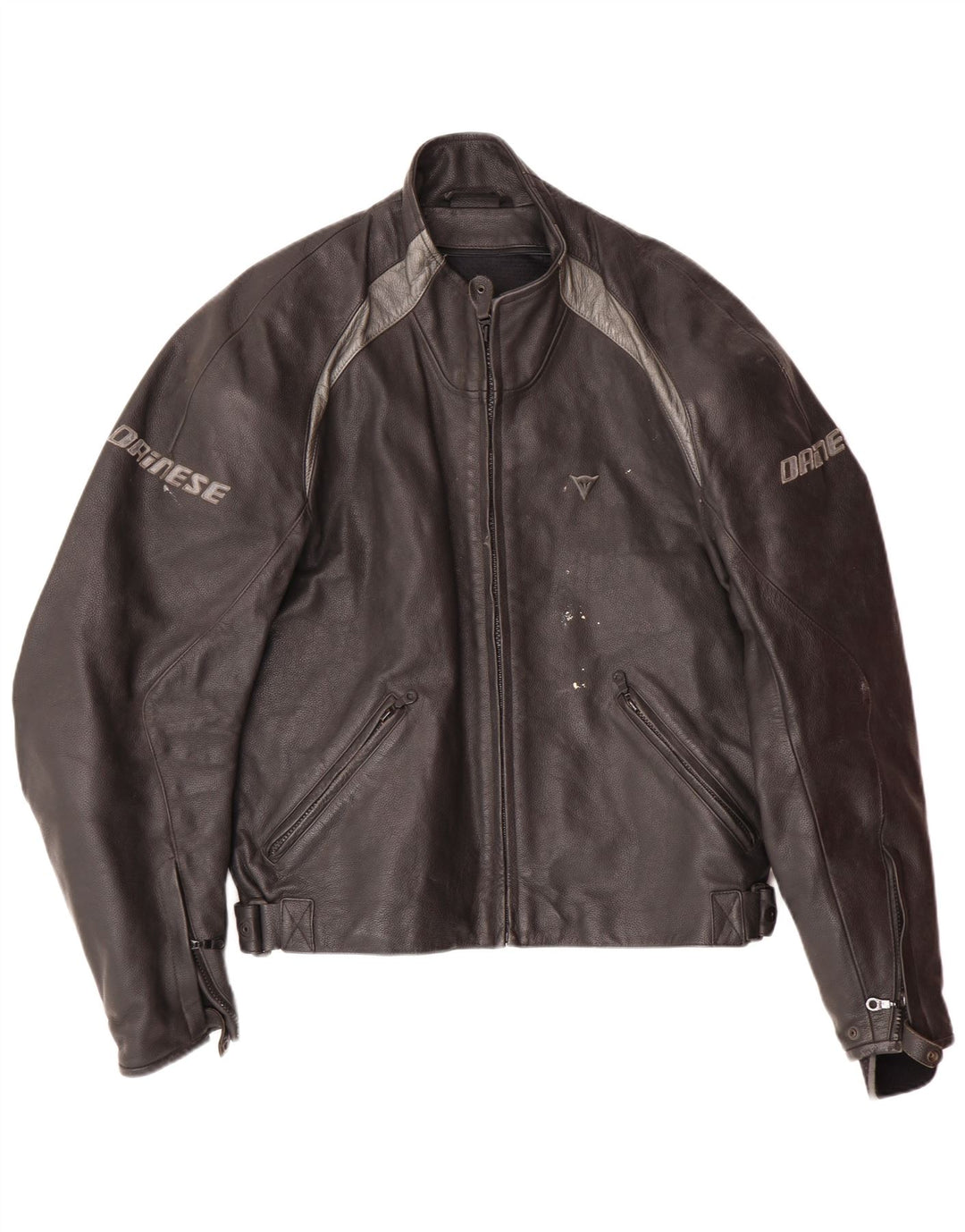 Мужская куртка-гонщик с графическим рисунком DAINESE, размер 54, большая черная кожа с цветными блоками