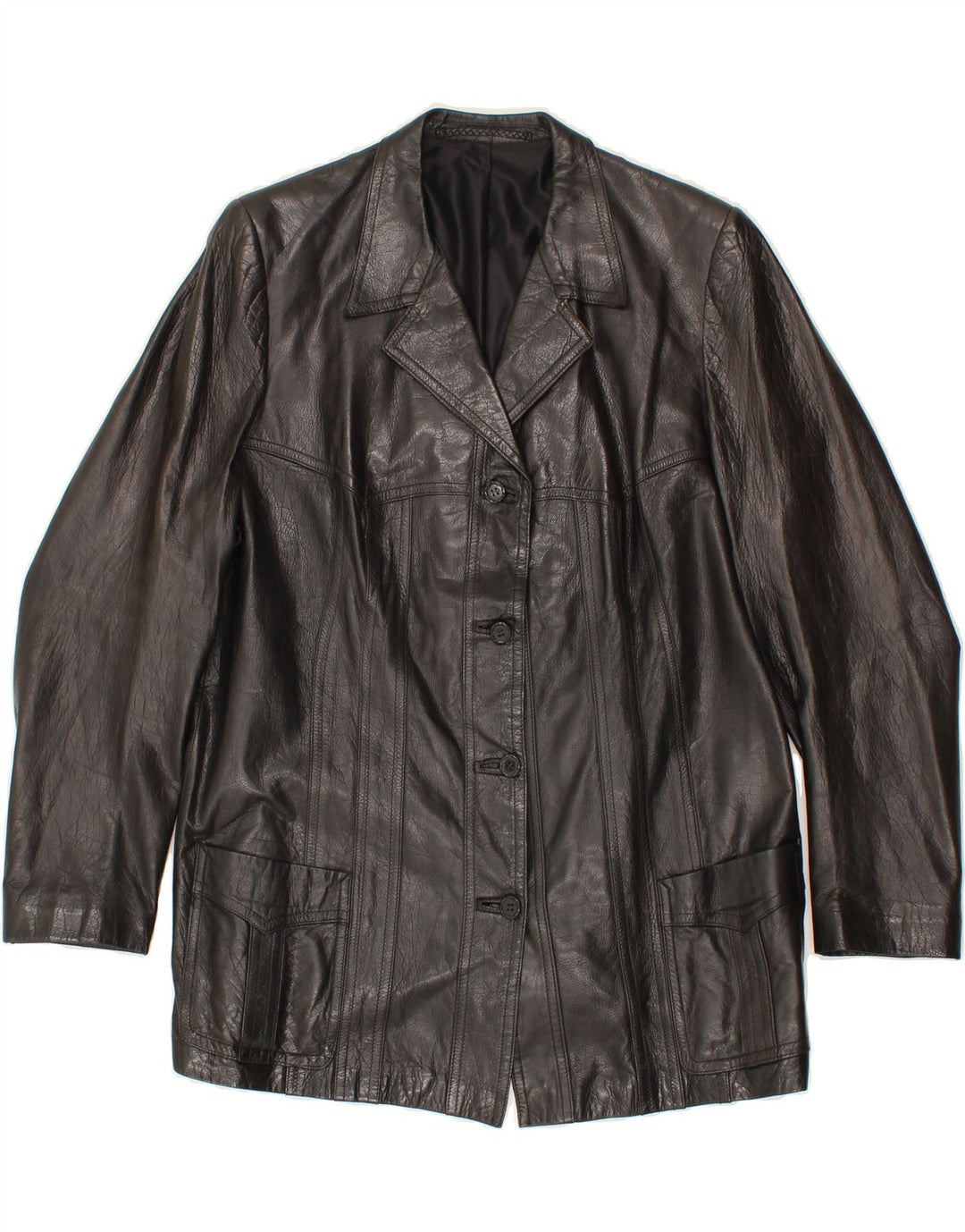 VINTAGE Womens Leather Jacket UK 16 Large Black Vintage Vintage and Second-Hand Vintage from Messina Hembry 