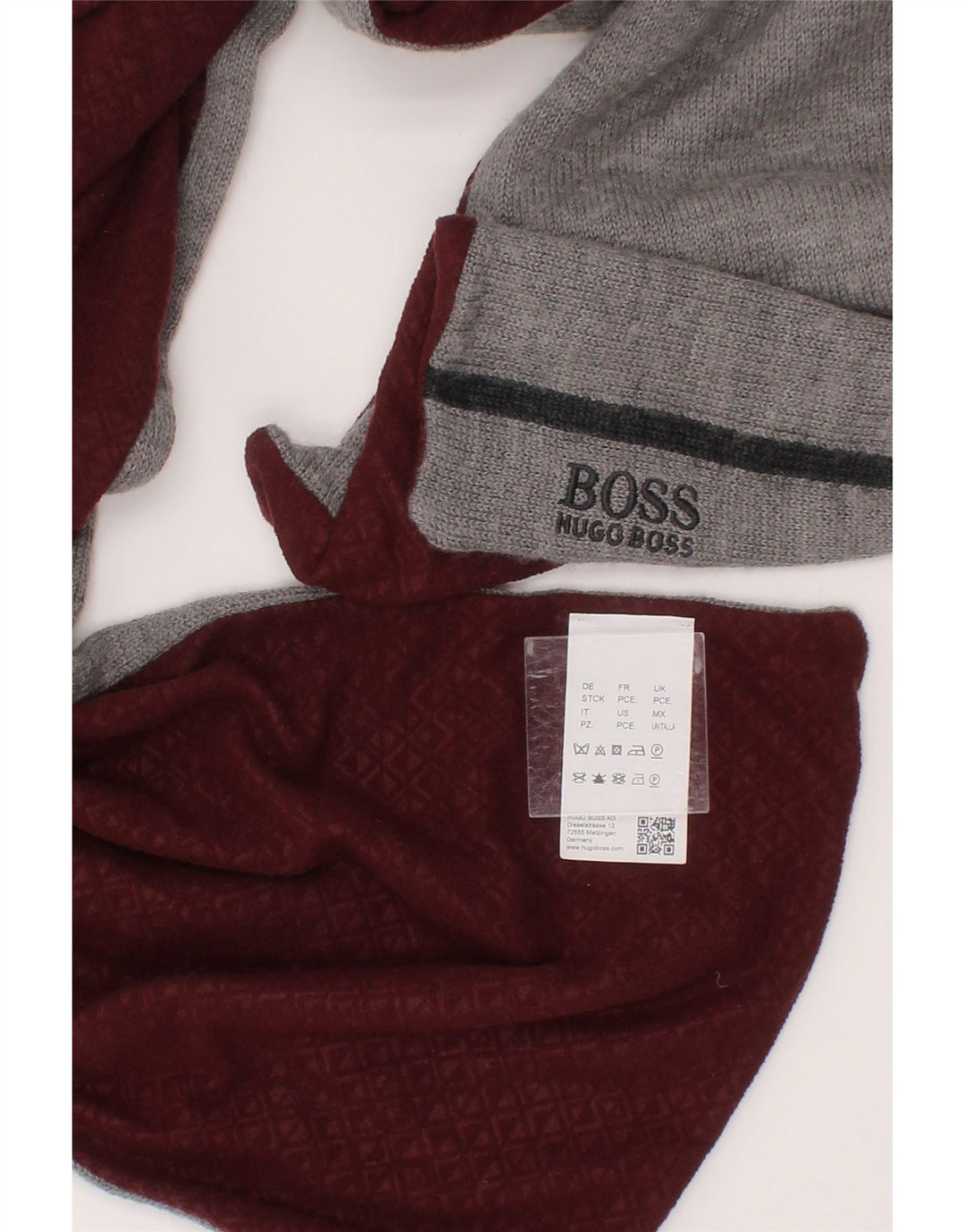 Мужской прямоугольный шарф Hugo Boss, один размер, серый полиакрил