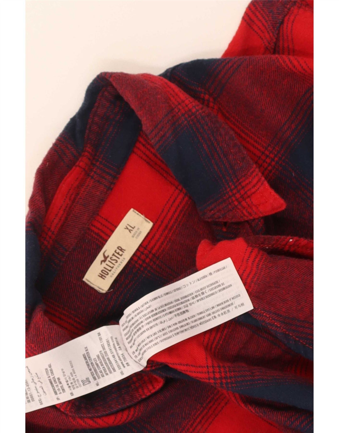 Мужская фланелевая рубашка Hollister XL, хлопок в красную клетку